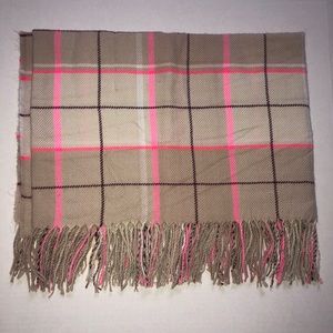 Forever 21 Plaid Scarf With Fringes